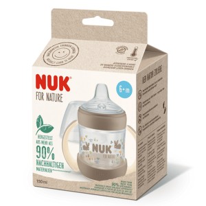 Nuk Nature Εκπαιδευτικό Μπιμπερό Σιλικόνης με Λαβές Πράσινο 6m+,150ml