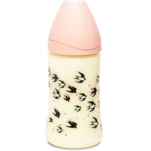 Suavinex Μπιμπερό πλαστικό 270ml Σιλ 3P Pink Swallow (3800055)
