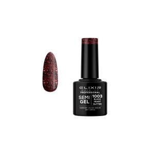Elixir Make-up Semi Gel Ημιμόνιμο Επαγγελματικό Βερνίκι Νυχιών Νο1003 Black Heart Glitter, 8ml