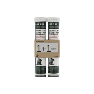 Korres Spirulina Vitamins & Minerals (1+1 ΔΩΡΟ) Συμπλήρωμα Διατροφής με Σπιρουλίνα & Γεύση Μανταρίνι, 2 x 18eff.tabs