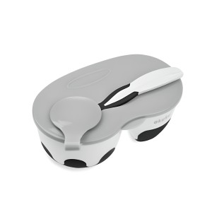 Akuku Μπολάκι με Χώρισμα και Κουτάλι White/Black, 2τμχ