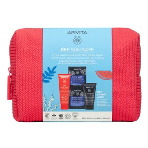 Apivita Bee Sun Safe Σετ Περιποίησης με Καταπραϋντική Κρέμα Προσώπου Για Ευαίσθητες Επιδερμίδες SPF50 & ΔΩΡΟ mini Μαύρο Gel Καθαρισμού 50ml + Μάσκα Προσώπου Θαλάσσια Λεβάντα 2x8ml, 1σετ