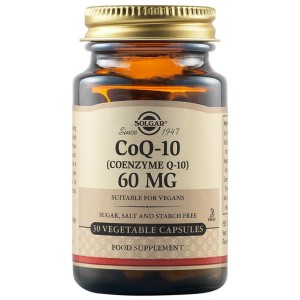 Solgar Coenzyme Q10 60mg Συμπλήρωμα Διατροφής για Ενίσχυση Ενέργειας Ενδυνάμωση Καρδιαγγειακού & Ανοσοποιητικού Συστήματος Αντιγηραντική Δράση, 30veg.caps