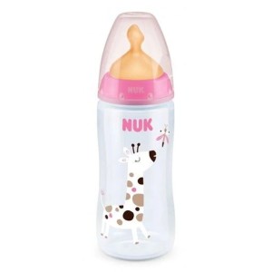 Nuk First Choice Πλαστικό Μπιμπερό με Θηλή Καουτσούκ Ροζ Καμηλοπάρδαλη 0m+, 300ml