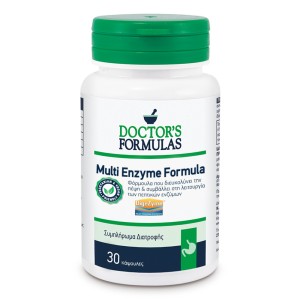 Doctors Formulas Multi Enzyme Formula Συμπλήρωμα Διατροφής Φόρμουλα που Διευκολύνει την Πέψη & Συμβάλλει στη Λειτουργία των Πεπτικών Ενζύμων, 30 κάψουλες