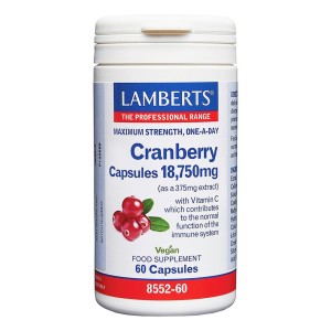  Lamberts Cranberry 18,750mg Συμπλήρωμα Διατροφής με Εκχύλισμα Κράνμπερι & Βιταμίνη C για την Καλή Λειτουργία του Ουροποιητικού & Ενίσχυση του Ανοσοποιητικού, 60κάψουλες