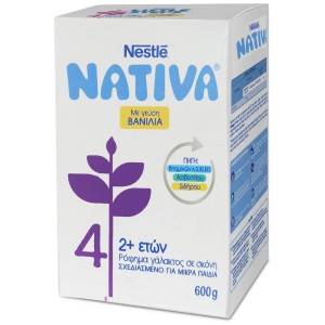 Nestle Nativa 4 Γάλα σε σκόνη με Γεύση Βανίλια από 2 ετών, 600gr