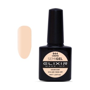 Elixir Make-up Semi Gel Ημιμόνιμο Επαγγελματικό Βερνίκι Νυχιών Νο944 Creme, 8ml