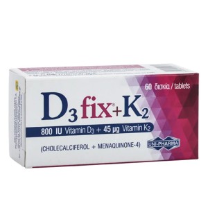 Uni-Pharma D3 Fix 800iu + K2 45mcg Συμπλήρωμα Διατροφής με D3 & K2, 60tabs