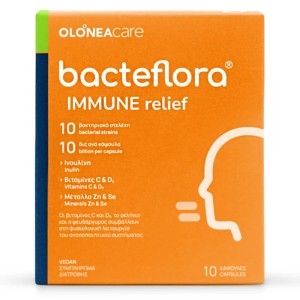 Olonea Bacteflora Immune Relief Συμπλήρωμα Διατροφής για Μείωση των Συμπτωμάτων Κρυολογήματος, 10κάψουλες