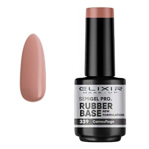 Elixir Professional Semi Gel 339 Rubber Base Camouflage για Ημιμόνιμο Βερνίκι Νυχιών, 15ml