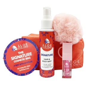 Aloe Colors The Signature Bag με  Hair & Body Mist Ορχιδέα 100ml & Lip Oil Charm με Pom Pom, 5ml