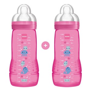 Mam Promo Easy Active Baby Bottle Μπιμπερό Με Θηλή Σιλικόνης 4+ Μηνών Ροζ 2x330ml (365SG), 2τμχ