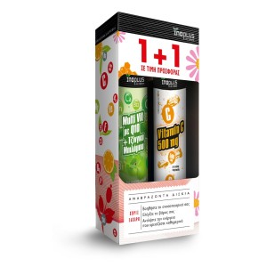 Inoplus Promo 1+1 Multi Vit με Q10 + Τζίνγκο Μπιλόμπα, 20 eff.tabs & Vitamin C 500mg, 20 eff.tabs