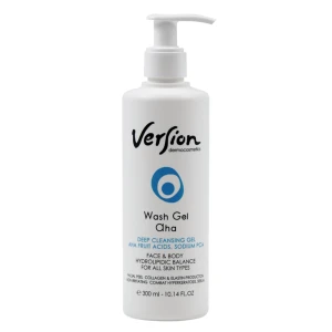 Version  Wash Gel AHA Gel Βαθύ Καθαρισμού Προσώπου και Σώματος με AHA & Sodium PCA, 300ml