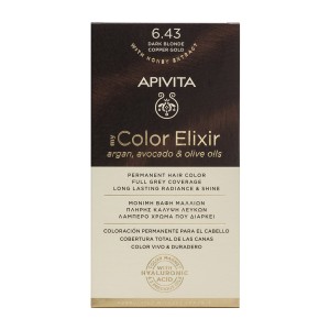 Apivita My Color Elixir Μόνιμη Βαφή Μαλλιών 6.43 Ξανθό Σκούρο Χάλκινο Μελί, 125ml 