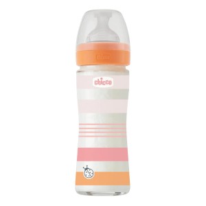 Chicco Well Being Γυάλινο Μπιμπερό Κατά των Κολικών με Θηλή Σιλικόνης 0+, 240ml 