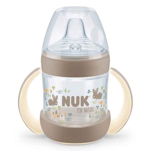 Nuk Nature Εκπαιδευτικό Μπιμπερό Πλαστικό με Λαβές Μπεζ 6m+, 150ml