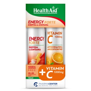 Health Aid Promo Pack Energy Forte + Vitamin C 1000mg, 20+20αναβρ.δισκία