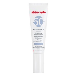Skincode Essentials Brightening Protective Shield  Λεπτόρρευστη Αντηλιακή Κρέμα Προσώπου Πολύ Υψηλής Προστασίας Κατά των Καφέ Κηλίδων & του Αποχρωματισμού SPF50+, 30ml
