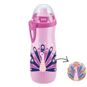 Nuk Sports Cup Chameleon Παγουράκι που Αλλάζει Χρώμα με Καπάκι Push-Pull 24m+ Ροζ Παγώνι, 450ml