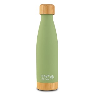 Nava Θερμός Μπουκάλι Ανοξείδωτο Bamboo "We Care" Πράσινο Ανοιχτό, 500ml