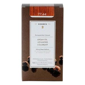 Korres Argan Oil Advanced Colorant Μόνιμη Bαφή Mαλλιών 77.44 Ξανθό Έντονο Χάλκινο, 50ml