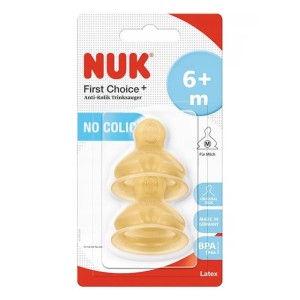 Nuk First Choice + Θηλές από Καουτσούκ Μεσαίας Ροής 6m+, 2τμχ