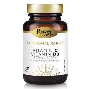 Power Of Nature Liposomal Range Vitamin C 300mg & Vitamin D3 1000iu 30 κάψουλες