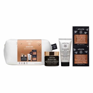 Apivita Σετ Απόλυτης Αντιγήρανσης & Αναγέννησης Queen Bee Κρέμα Αντιγήρανσης & Αναγέννησης Πλούσιας Υφής 50ml + ΔΩΡΟ Γαλάκτωμα Καθαρισμού 3 σε 1 για Πρόσωπο & Μάτια 50ml + ΔΩΡΟ Μάσκα Προσώπου Βασιλικός Πολτός 16ml, 1σετ