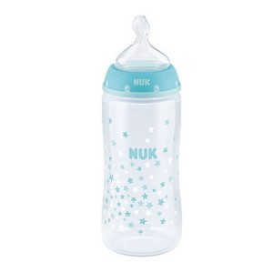 Nuk First Choice+ Πλαστικό Μπιμπερό με Θηλή Σιλικόνης & Ένδειξη Θερμοκρασίας 6-18m Ροζ με Καμηλοπάρδαλη, 300ml