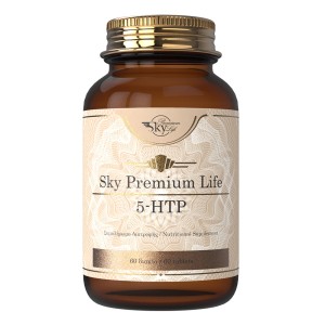 Sky Premium Life 5-HTP, Συμπλήρωμα Διατροφής Με 5-ΗΤΡ Και Βιταμίνες B6 & C, Που Υποστηρίζει Την Καλή Ψυχολογική Διάθεση, Τη Λειτουργία Του Νευρικού Συστήματος Και Τη Μείωση Της Κόπωσης, 60tabs