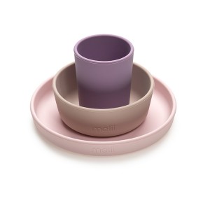 Melii Silicone Feeding Set Purple Σετ Φαγητού Σιλικόνης Μωβ, 3τμχ