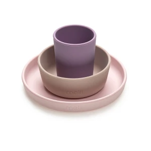 Melii Silicone Feeding Set Purple Σετ Φαγητού Σιλικόνης Μωβ, 3τμχ