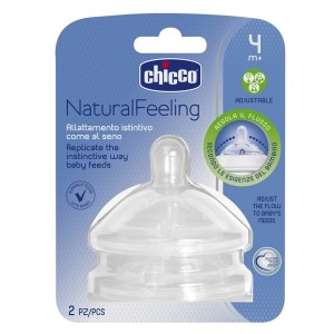 Chicco Θηλή Σιλικόνης Natural Feeling Ρυθμιζόμενη Ροή 4m+, 2τμχ