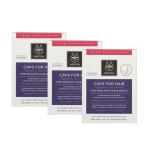 Apivita Caps for Hair With Hippophae, Zinc & Biotin Κάψουλες για Υγιή Μαλλιά, 3x30caps