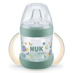 Nuk Nature Εκπαιδευτικό Μπιμπερό Σιλικόνης με Λαβές Πράσινο 6m+,150ml