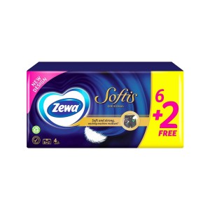Zewa Softis Classic Χαρτομάντηλα Τσέπης, 6+2 τμχ