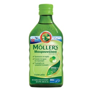 Mollers Μουρουνέλαιο Παραδοσιακό Μουρουνέλαιο σε Υγρή Μορφή με Γεύση Μήλο, 250ml