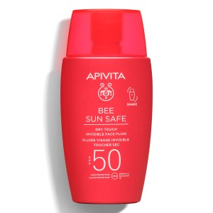 Apivita Bee Sun Safe Dry Touch Invisible Face Fluid SPF50 with Marine Algae & Propolis Λεπτόρευστη Αντιηλιακή Κρέμα Προσώπου Dry Touch SPF50, 50ml