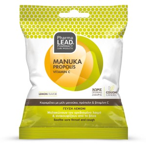 Pharmalead Nutralead Cough Candies Manuka Propolis Vitamin C Καραμέλες χωρίς Γλουτένη Λεμόνι, 40gr