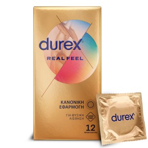 Durex Real Feel Προφυλακτικά από Προηγμένο Υλικό για πιο Φυσική Αίσθηση Κατά την Επαφή, 12τεμ