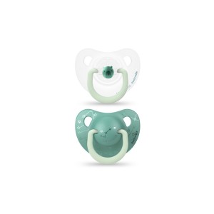 Suavinex Πιπίλα Σιλικόνης Ανατομική Dalmatians Night Bear 0-6m, 2τμχ ΜΑ306803