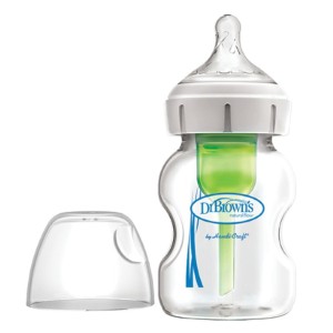 Dr. Browns Natural Flow Anti-Colic Options+ Γυάλινο Μπιμπερό με Φαρδύ Λαιμό 0m+, 150ml