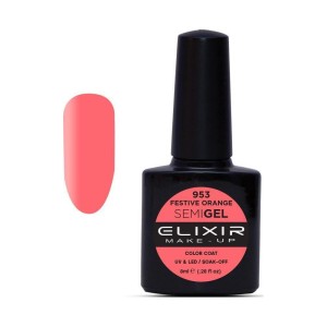 Elixir Make-up Semi Gel Ημιμόνιμο Επαγγελματικό Βερνίκι Νυχιών Νο953 Festive Orange, 8ml