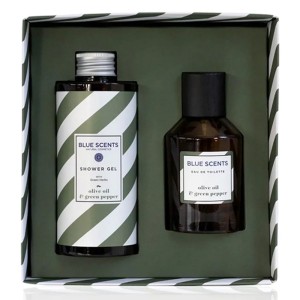 Blue Scents Gift Set Olive Oil & Green Pepper Αφρόλουτρο Σώματος, 300ml & Eau De Toilette Ανδρικό Άρωμα, 100ml
