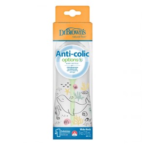 Dr. Browns Natural Flow Anti-Colic Baby Bottle Options+ Wide Neck 0m+ Φάλαινα, 270ml