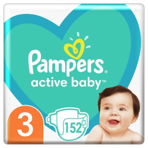 Pampers Active Baby Mega Pack No 3 (6-10kg) Βρεφικές Πάνες, 152τμχ