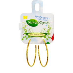 Farma Bijoux Υποαλλεργικά Σκουλαρίκια Σφυρίλατοι Κρίκοι 40mm σε Χρυσό Χρώμα, 1 ζευγάρι