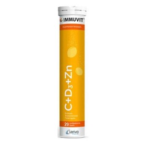 Leriva Pharma Immuvit C + D3 + Zn Συμπλήρωμα Διατροφής για την Ενίσχυση του Ανοσοποιητικού, 20 αναβρ. δισκία